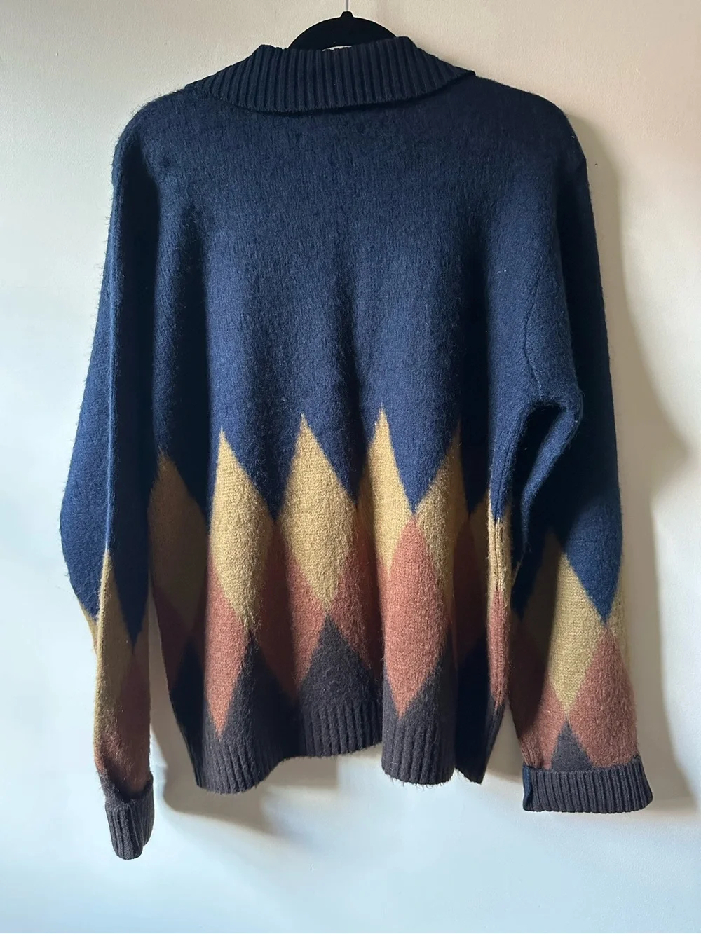 Men’s Vintage Wool Blend Argyle Full Zip Sweater O’Hanlan Mills